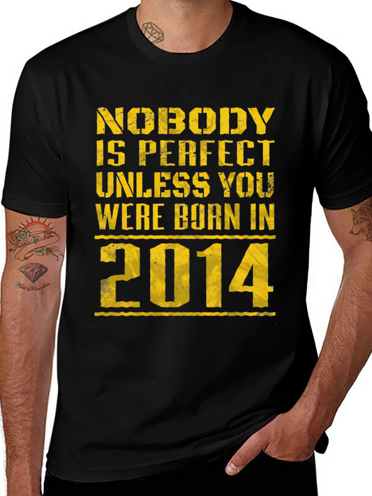 Born in 2014 Black Graphic T-Shirt