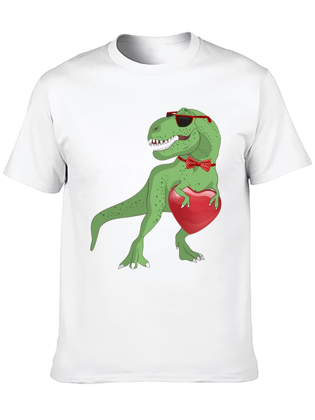 Dino Love T-Shirt: Rex with Heart & Bowtie