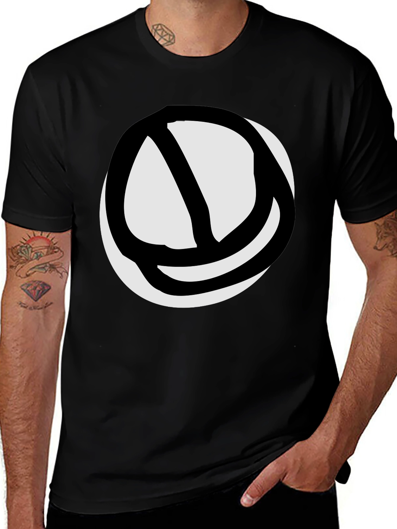 Abstract Circle Graphic Tee - Black