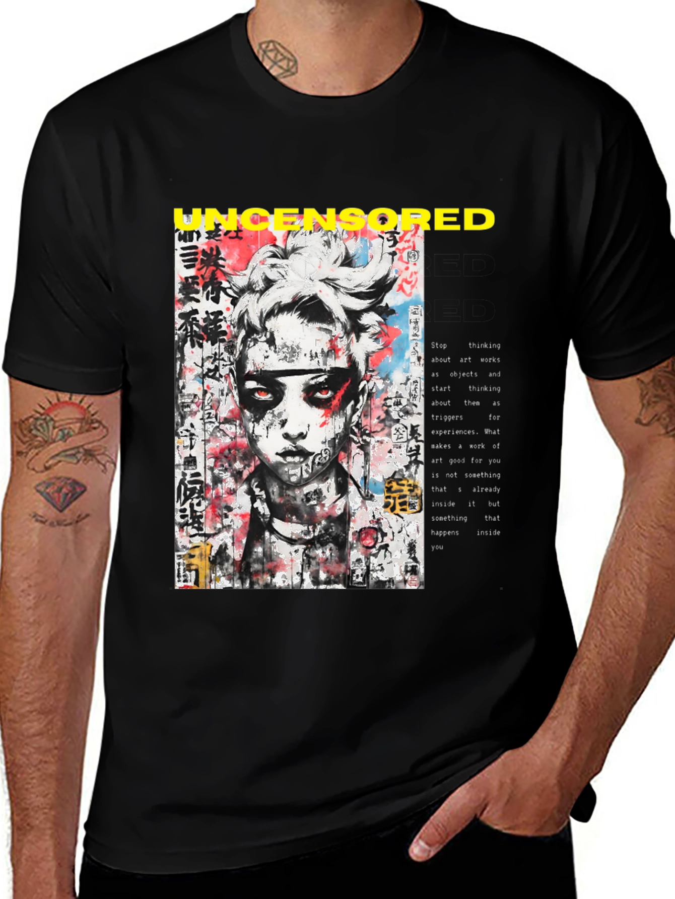 Edgy Uncensored Graphic Print Black T-Shirt