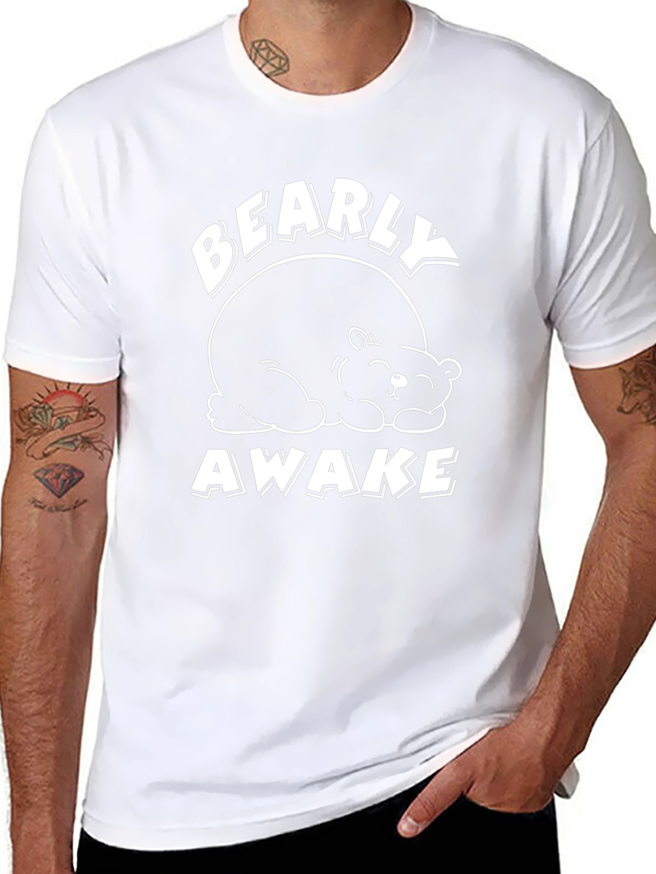 Bearly Awake Graphic Tee - Black Casual T-Shirt