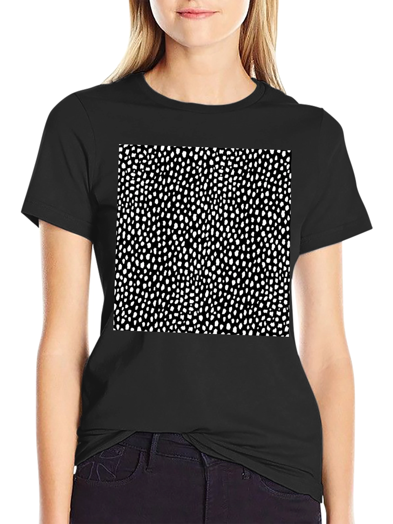 Modern Spotted Pattern Black T-Shirt