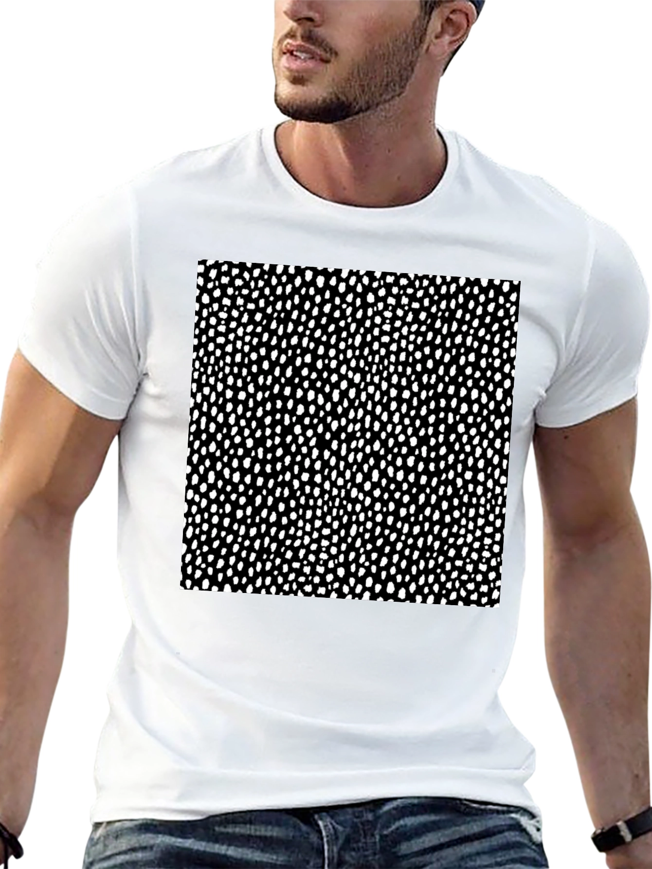 Modern Spotted Pattern Black T-Shirt