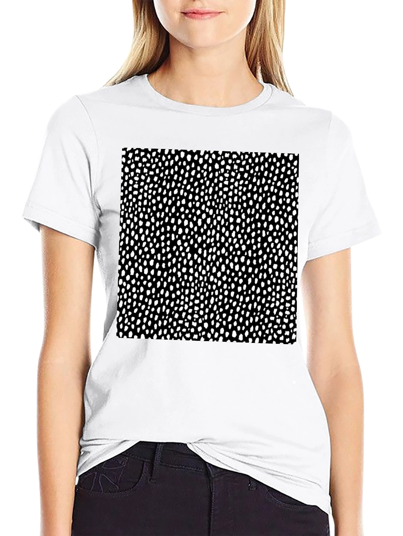 Modern Spotted Pattern Black T-Shirt