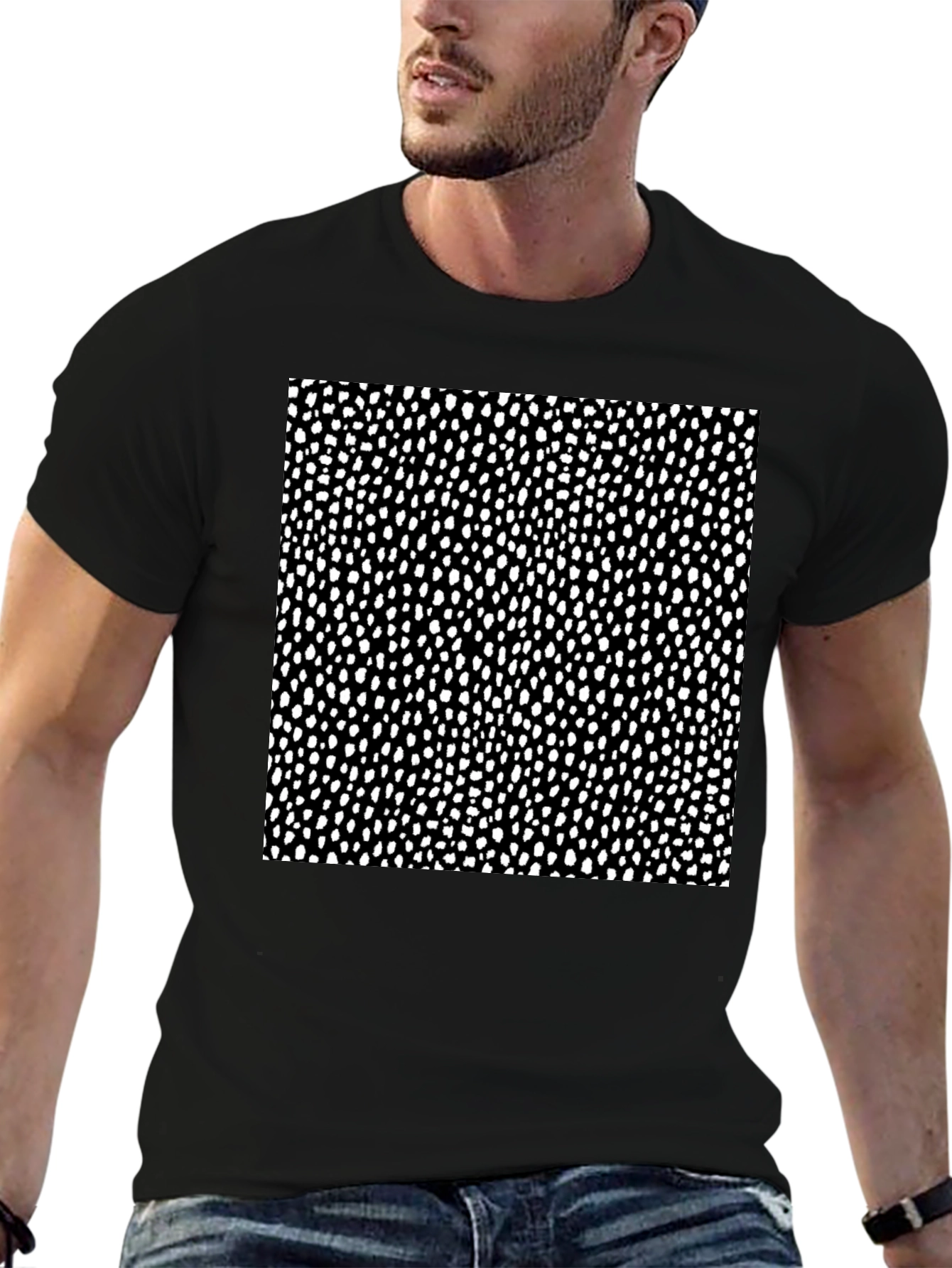 Modern Spotted Pattern Black T-Shirt