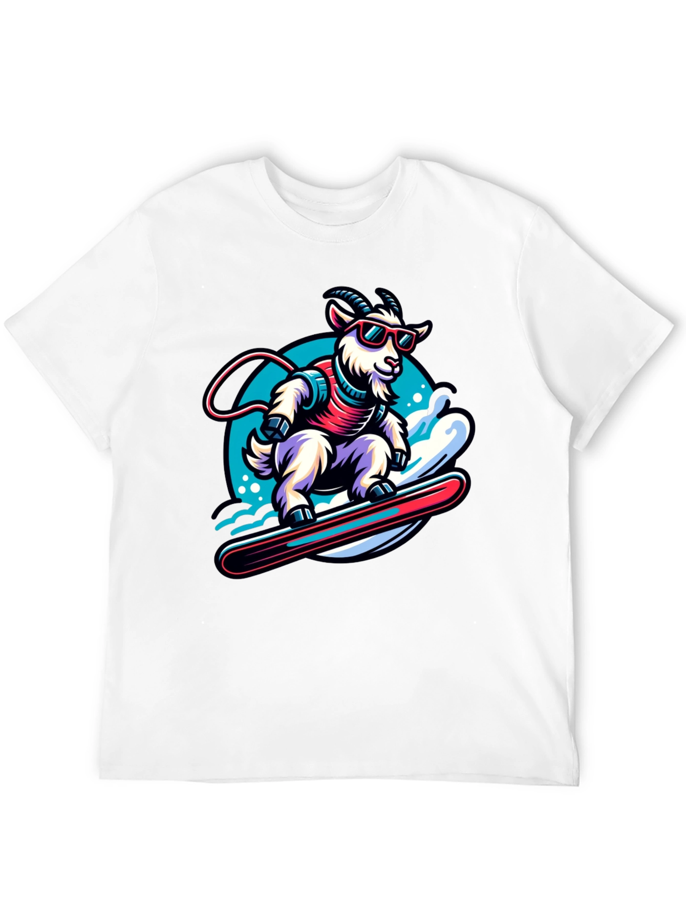 Goat Snowboarding T-Shirt - Cool Cartoon Graphic Tee