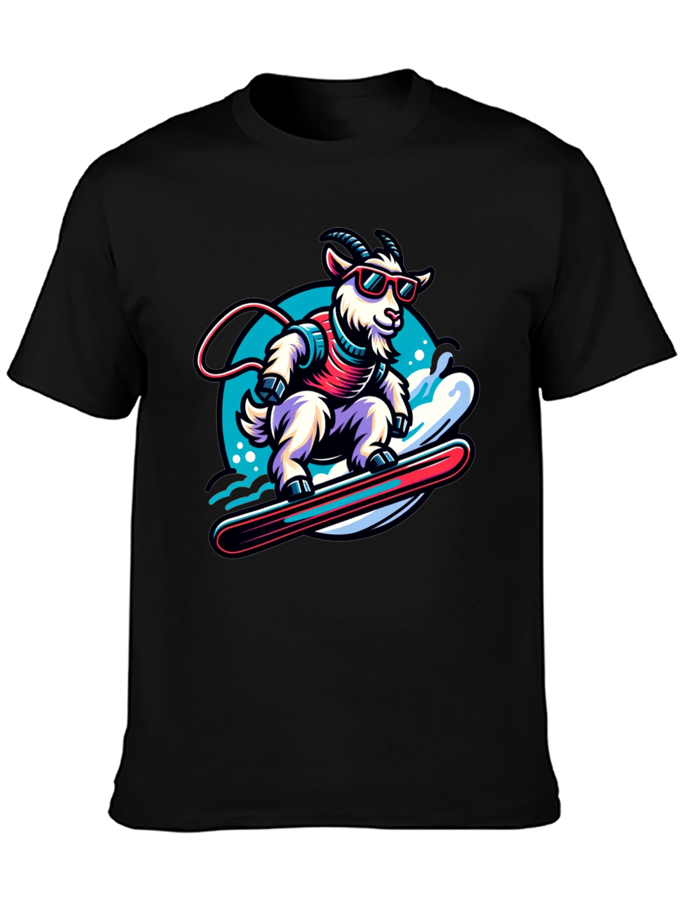 Goat Snowboarding T-Shirt - Cool Cartoon Graphic Tee