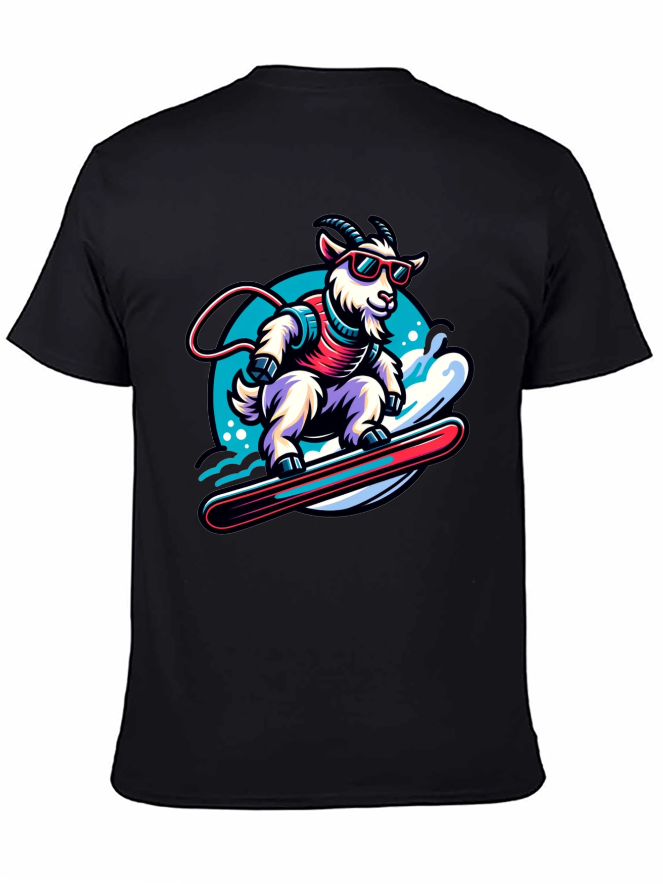 Goat Snowboarding T-Shirt - Cool Cartoon Graphic Tee