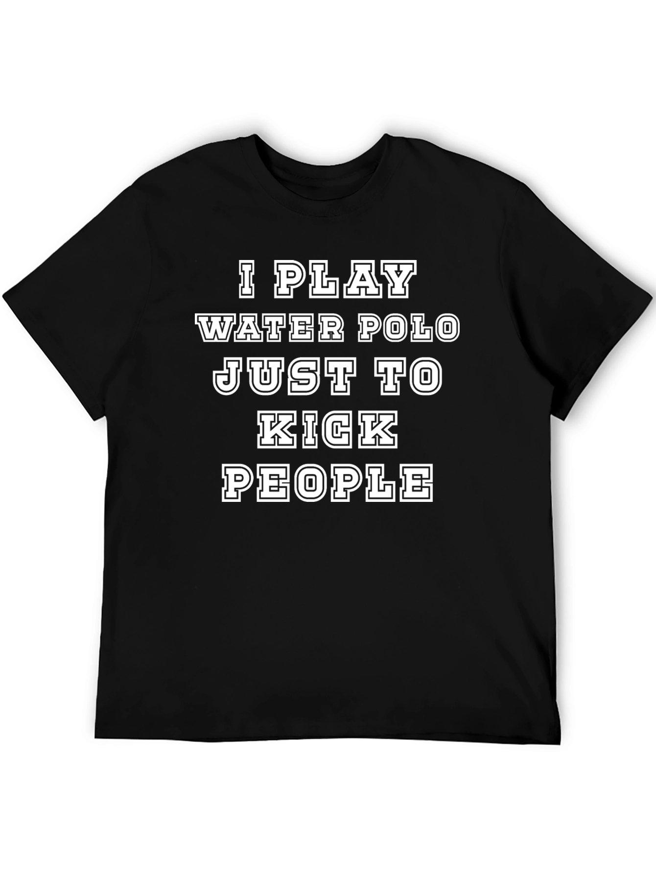 Water Polo Kick People Black Cotton T-Shirt