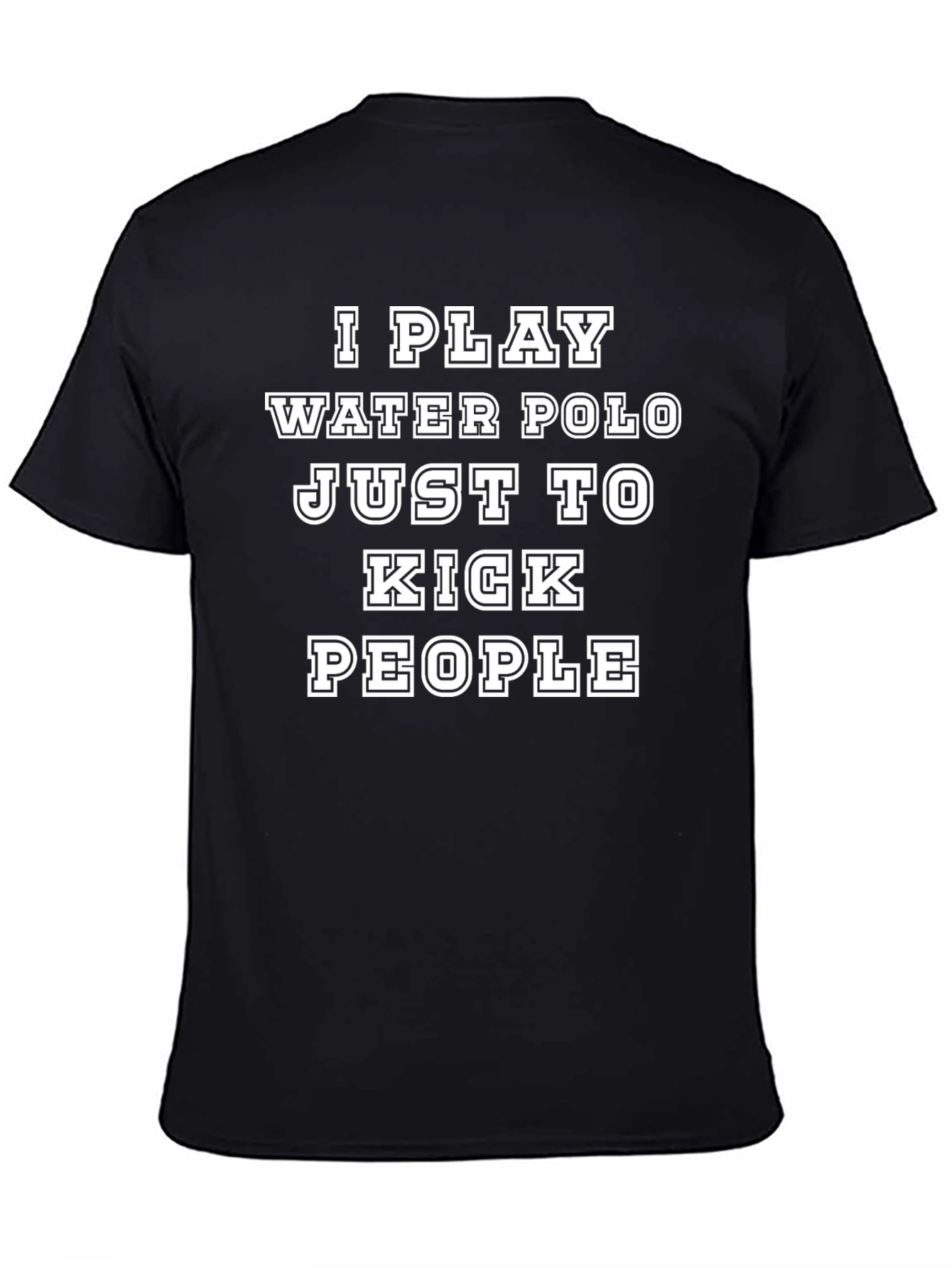 Water Polo Kick People Black Cotton T-Shirt
