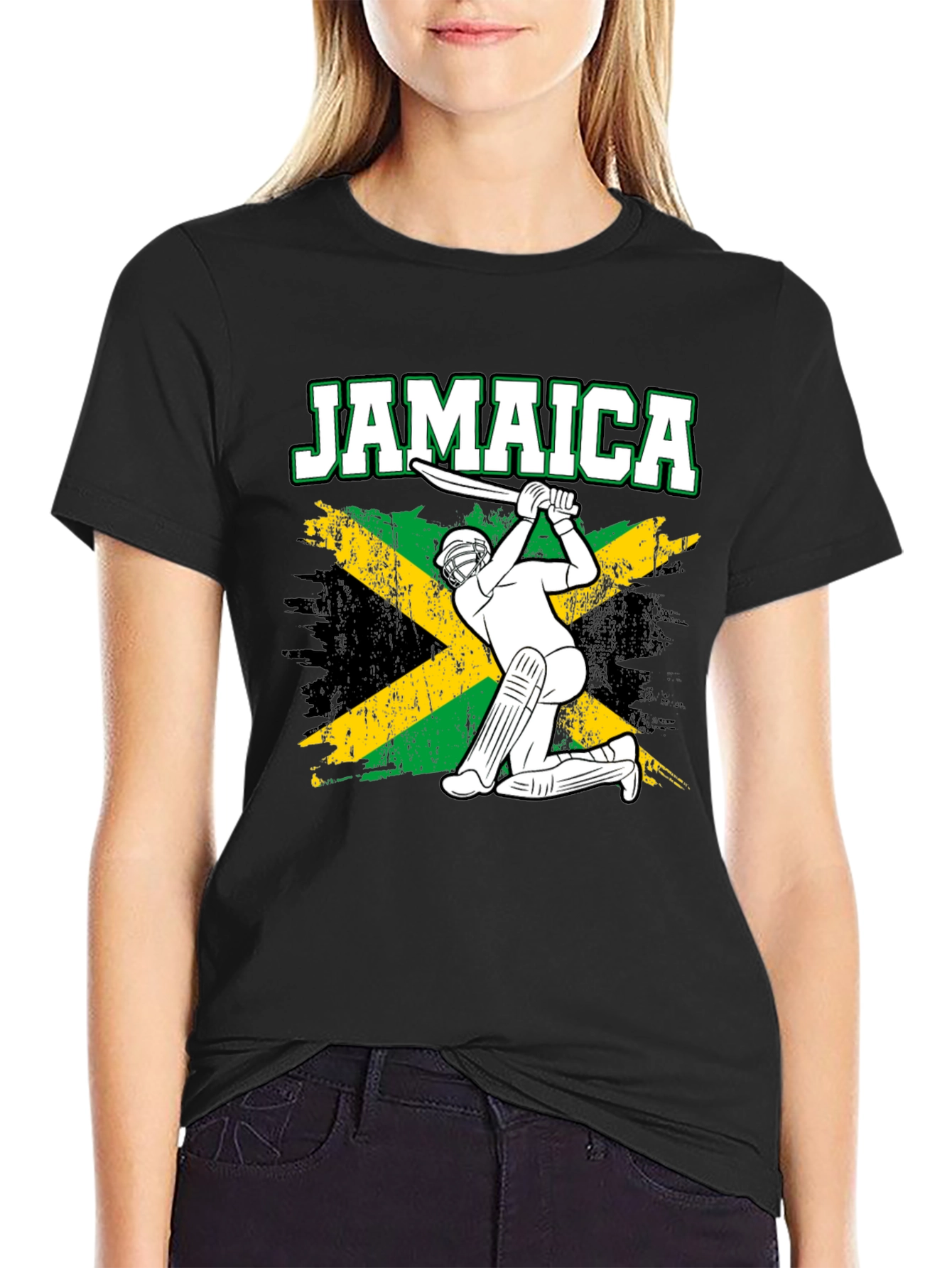 Jamaica Cricket T-Shirt - Rasta Flag Design