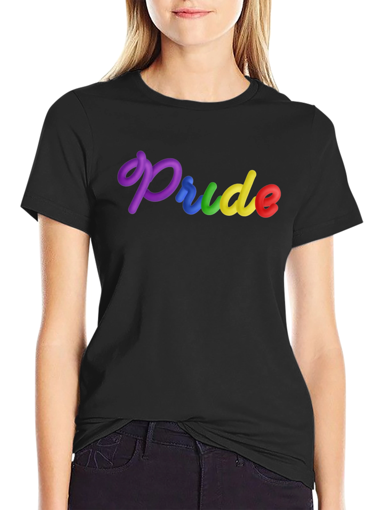Pride Rainbow Text Black T-Shirt