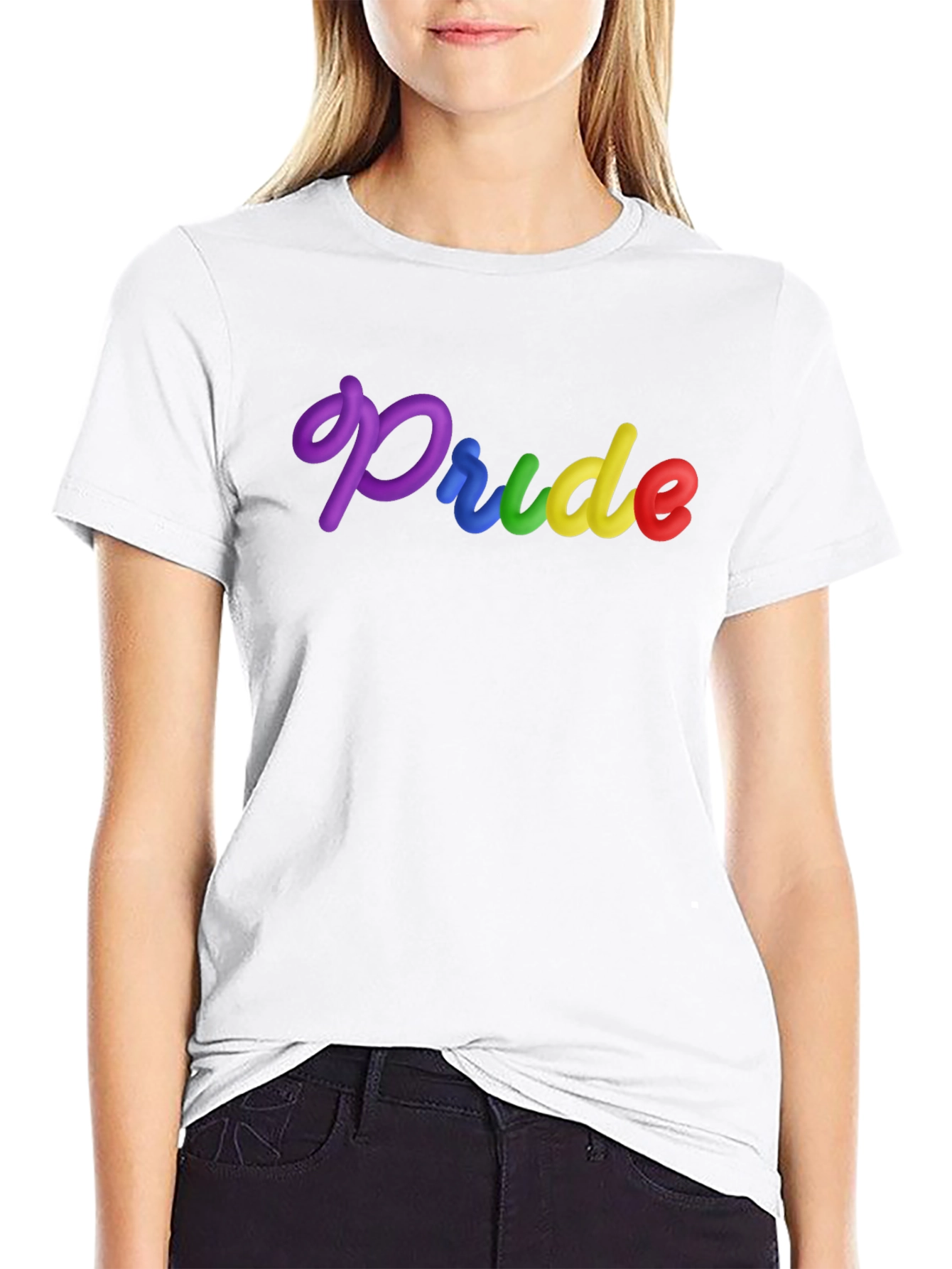 Pride Rainbow Text Black T-Shirt