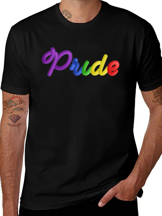 Pride Rainbow Text Black T-Shirt