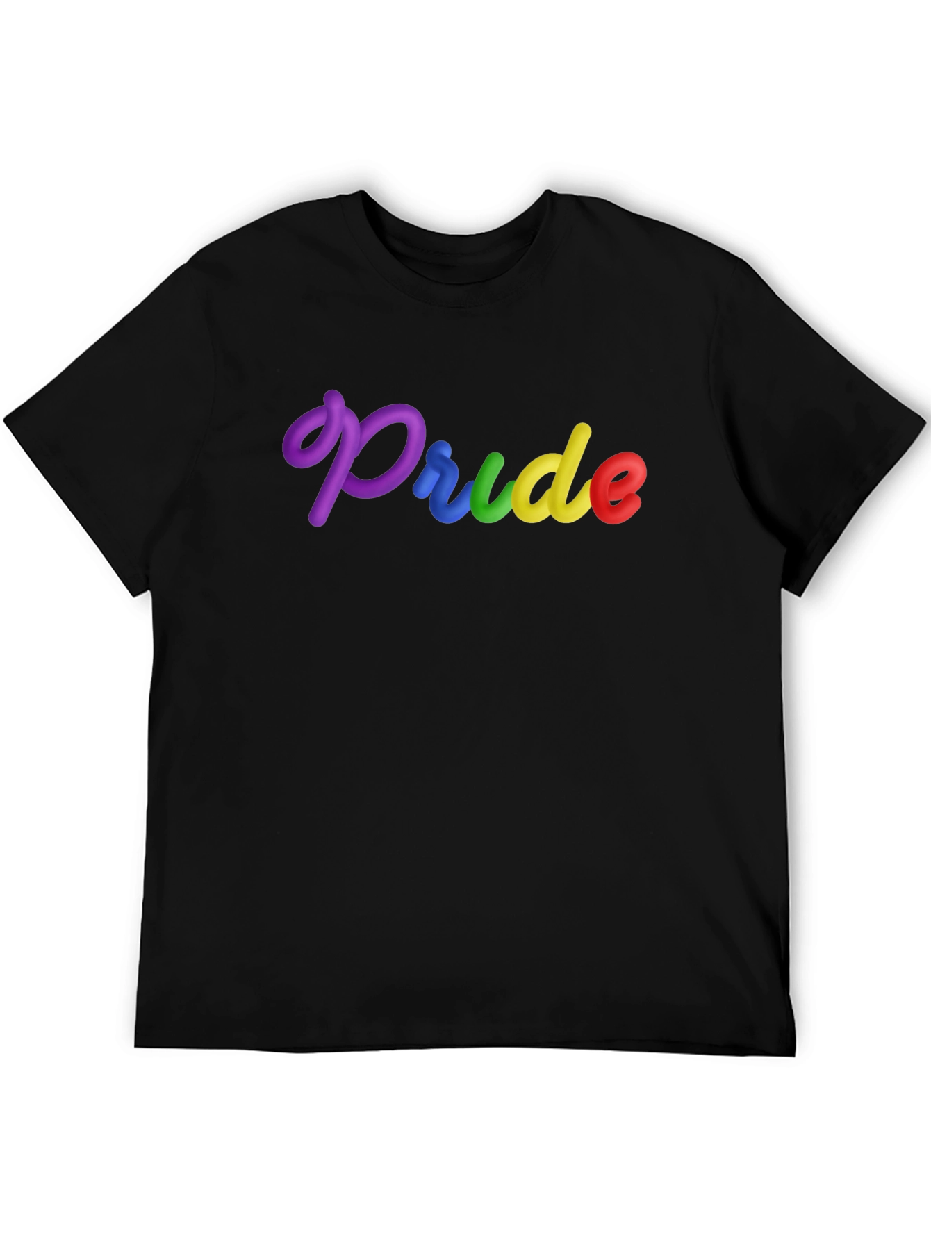 Pride Rainbow Text Black T-Shirt