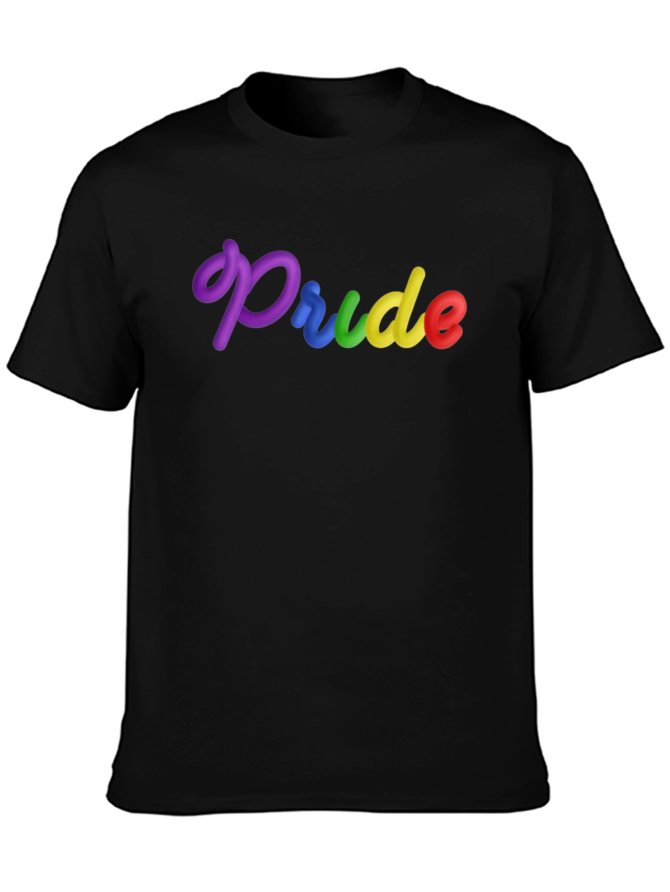Pride Rainbow Text Black T-Shirt