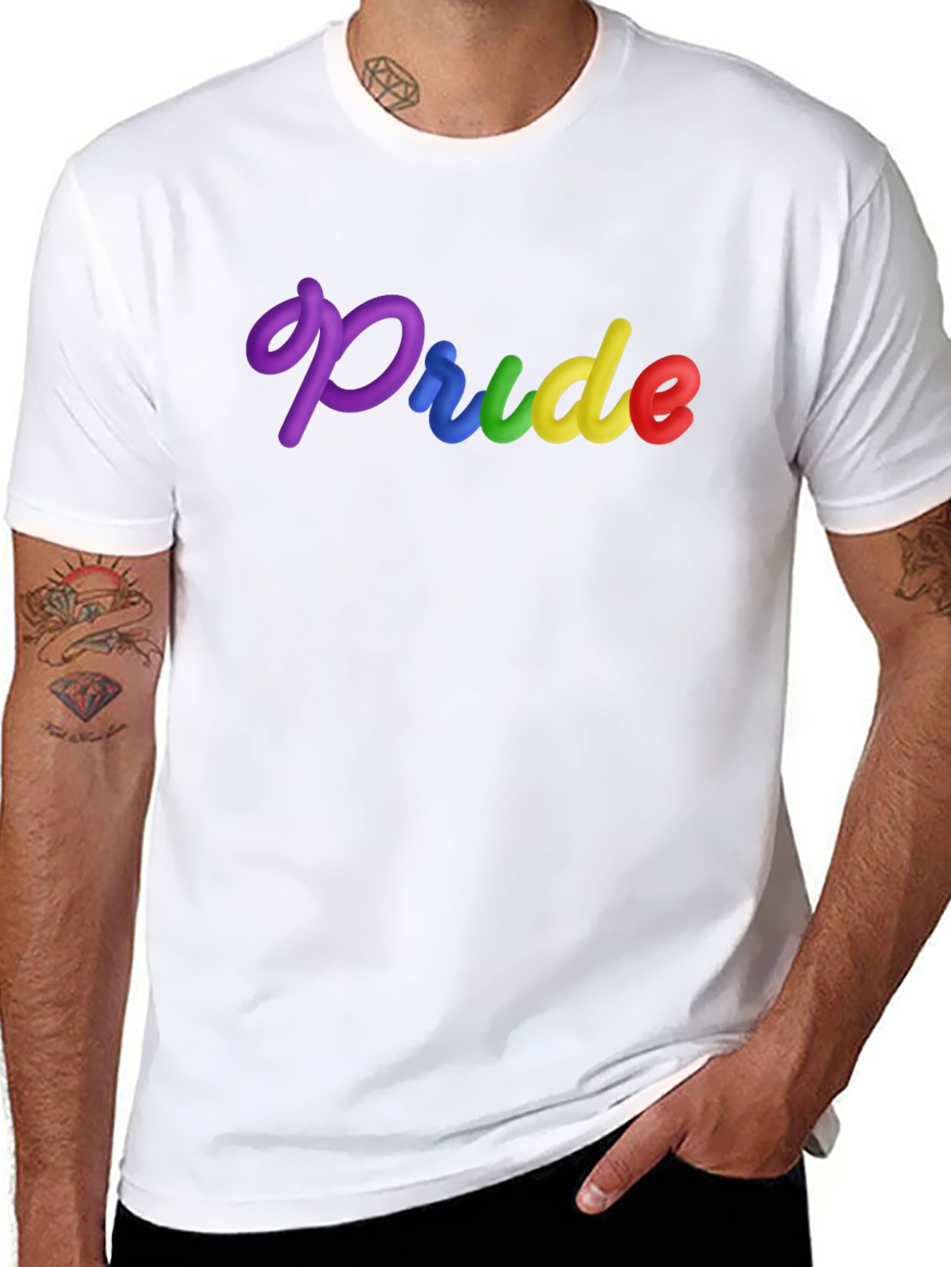 Pride Rainbow Text Black T-Shirt