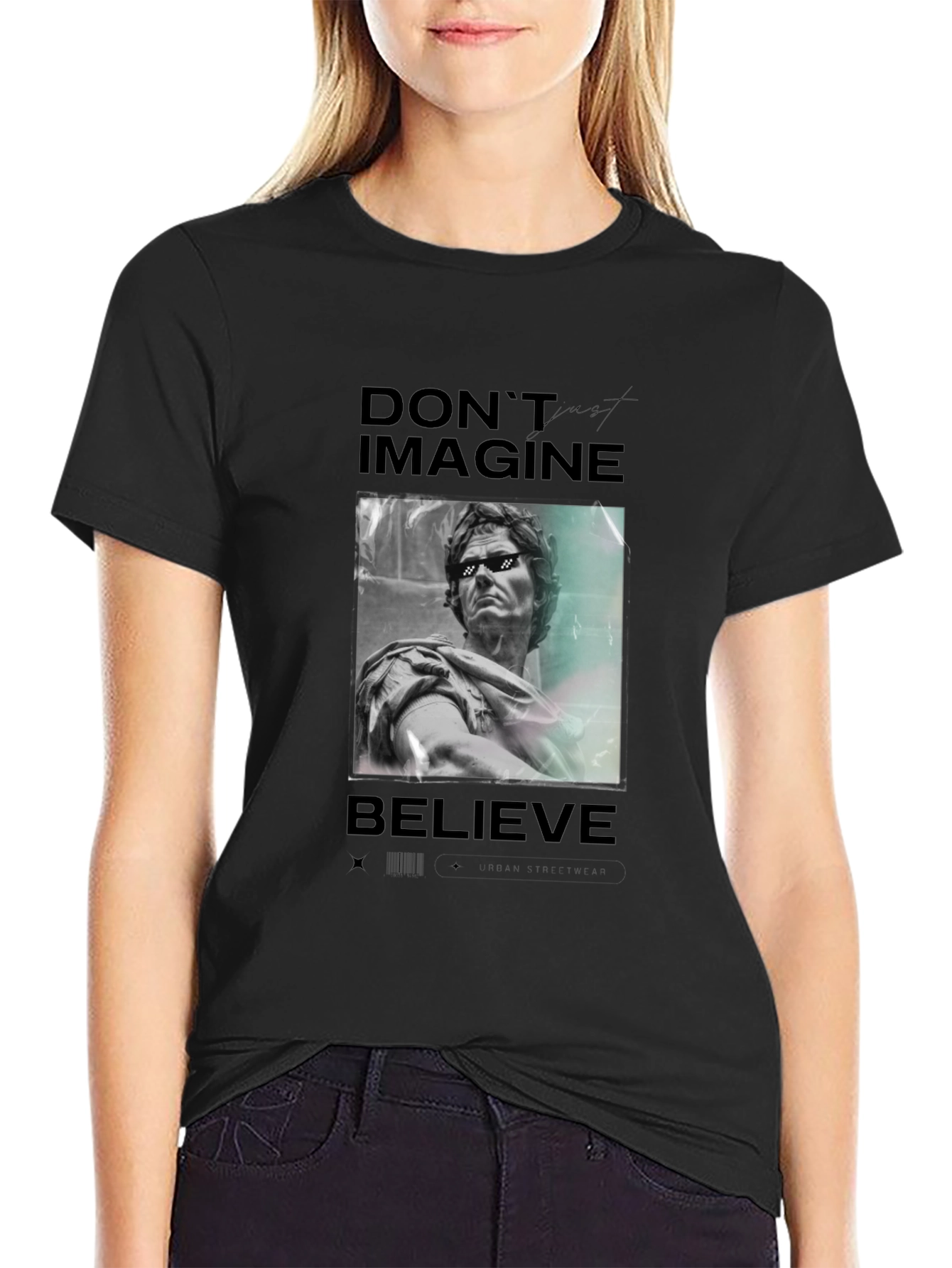 Dont Imagine Believe Graphic Tee - Black Casual T-Shirt
