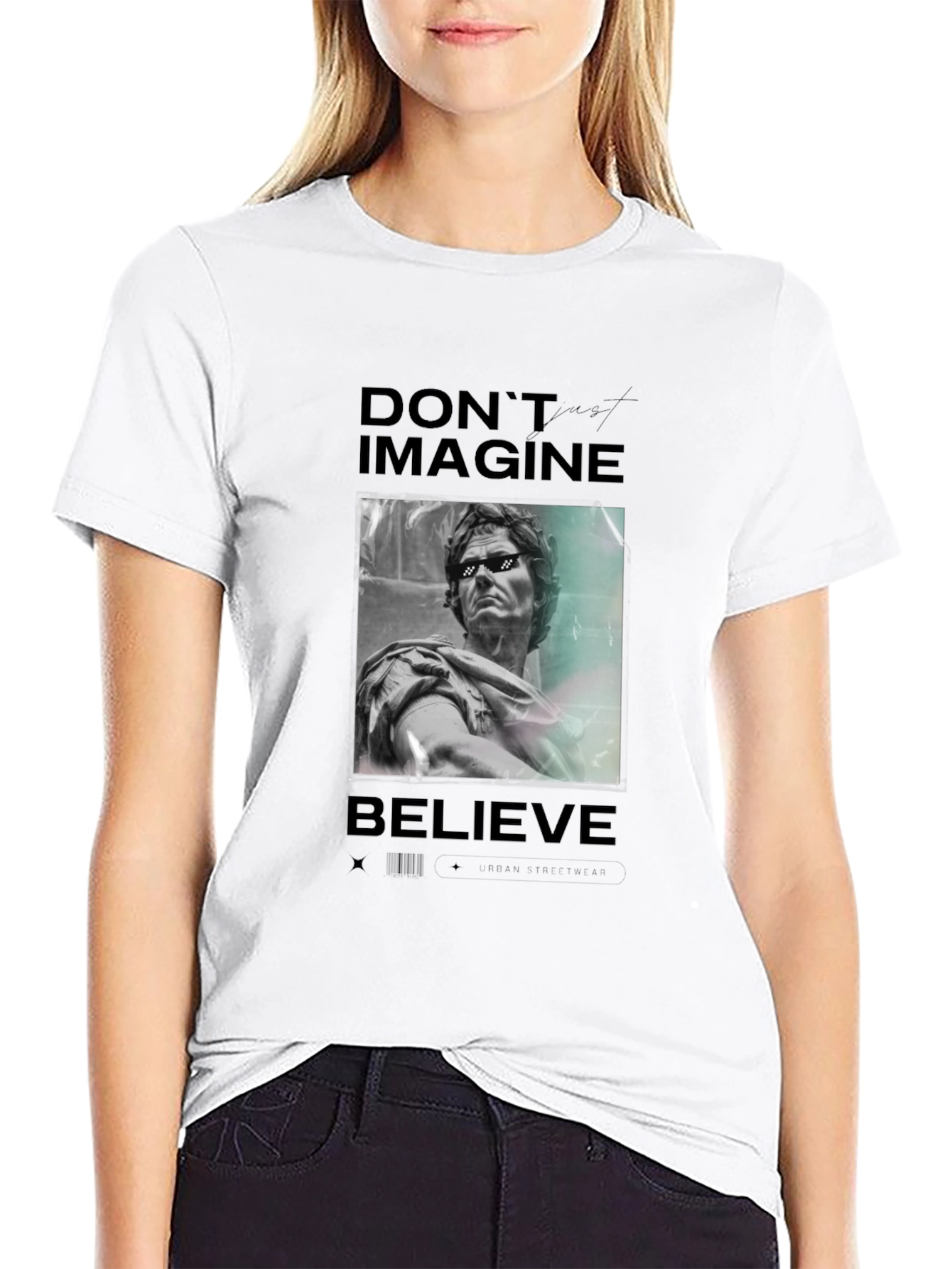 Dont Imagine Believe Graphic Tee - Black Casual T-Shirt