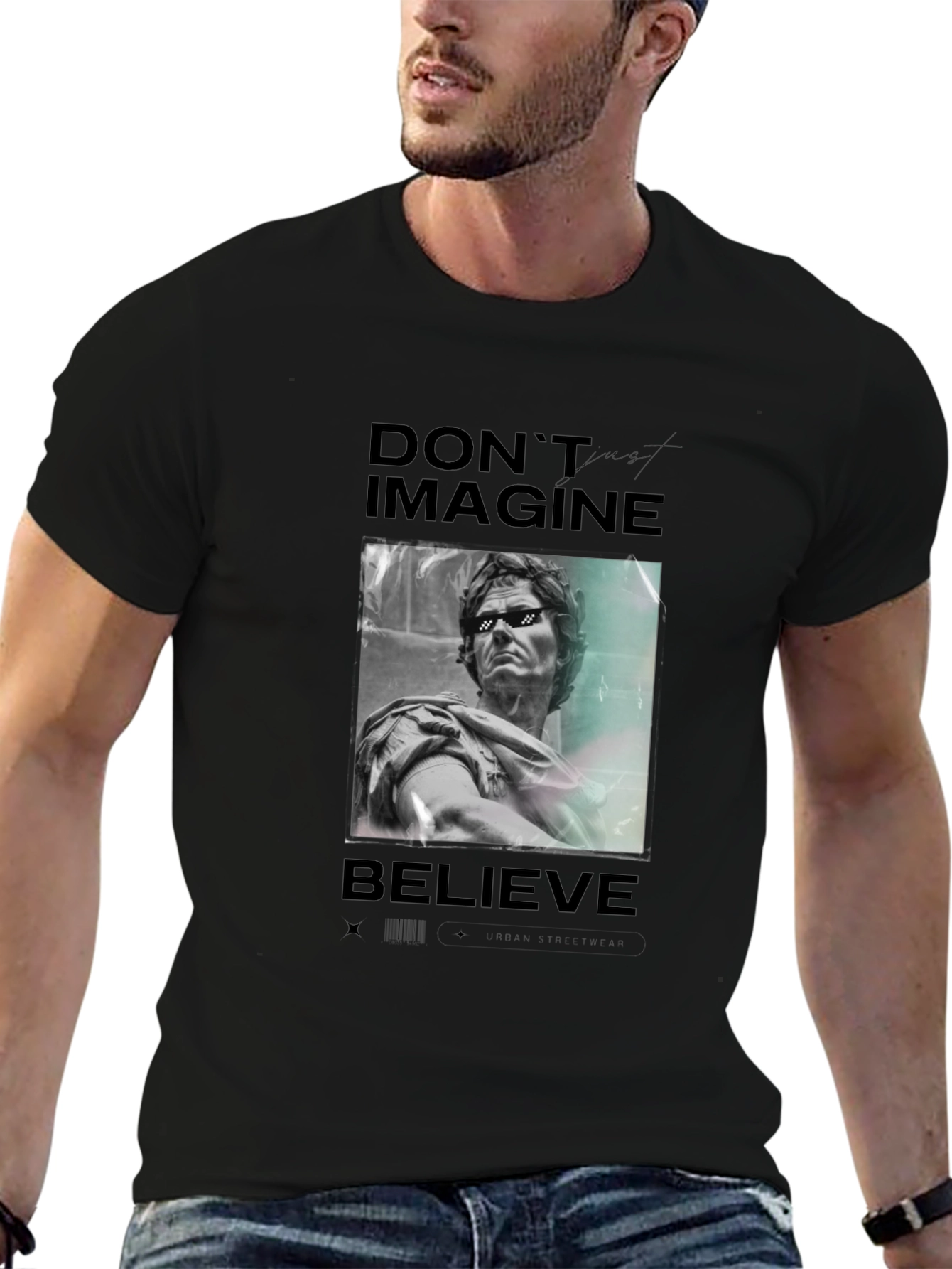 Dont Imagine Believe Graphic Tee - Black Casual T-Shirt