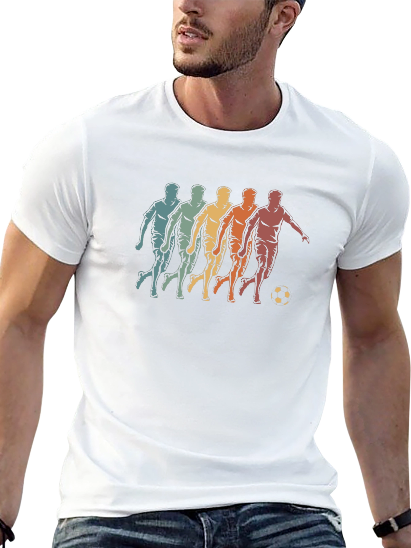 Retro Soccer Player Graphic T-Shirt