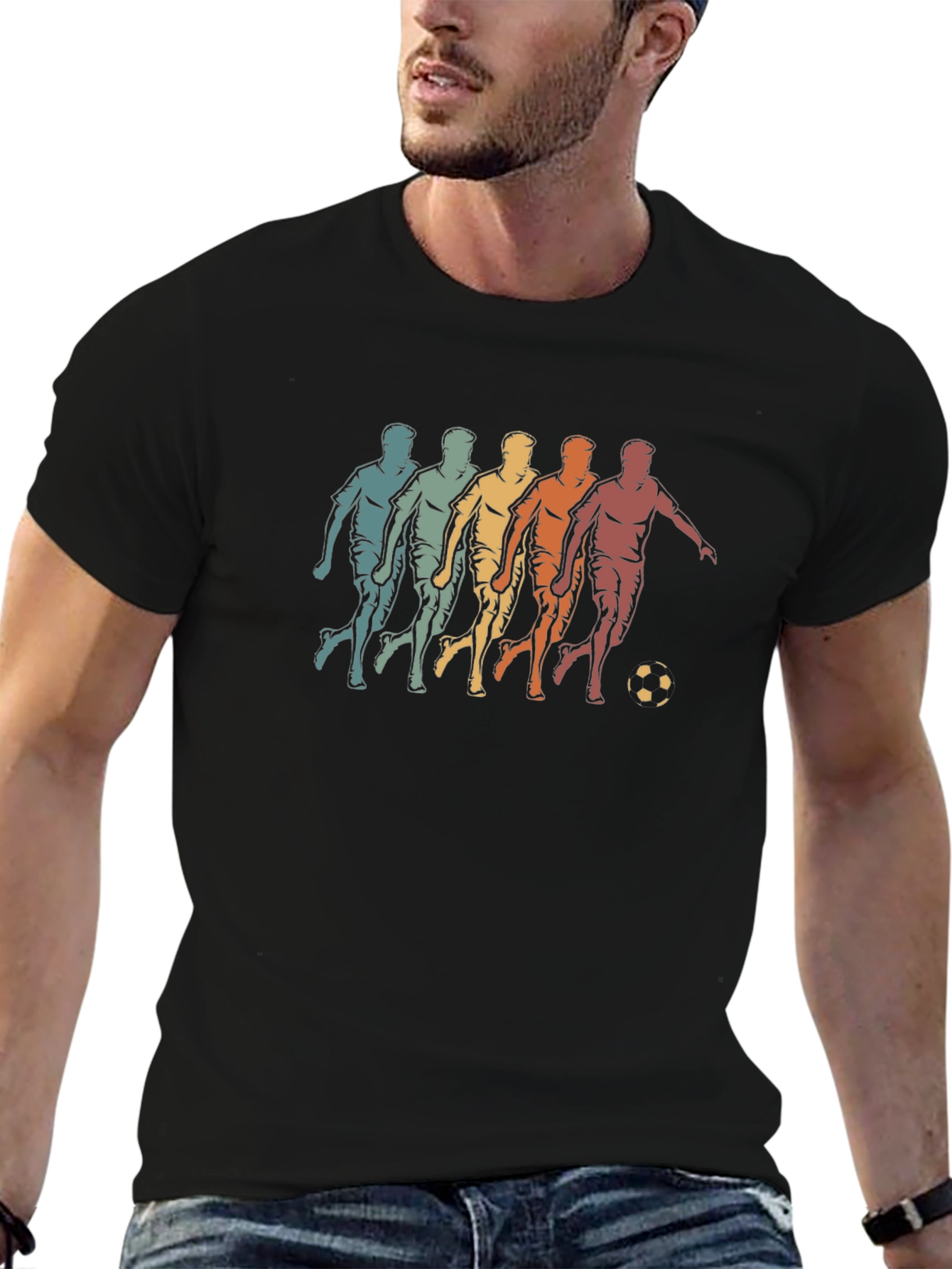 Retro Soccer Player Graphic T-Shirt