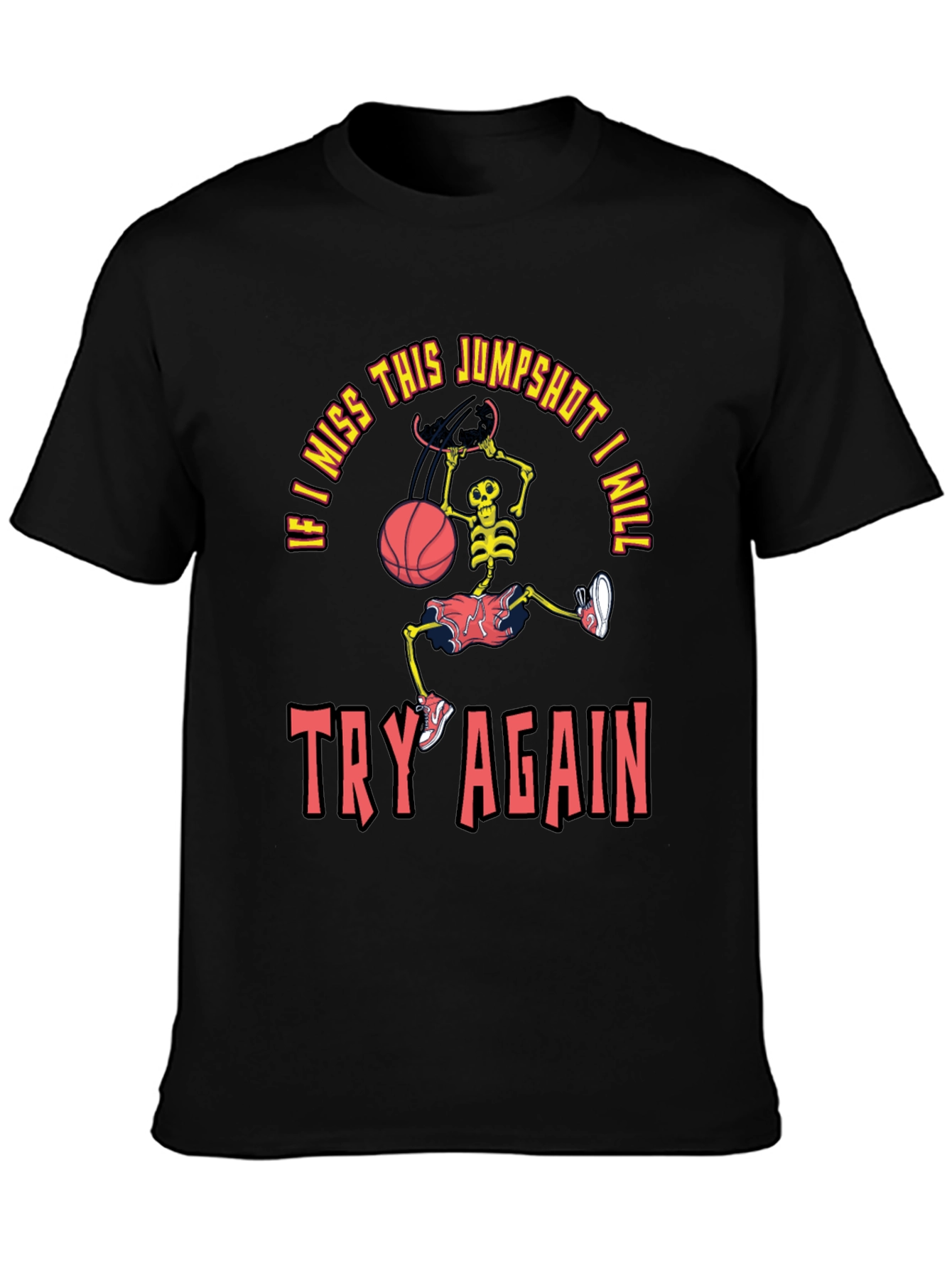 Jump Shot Skeleton Graphic T-Shirt