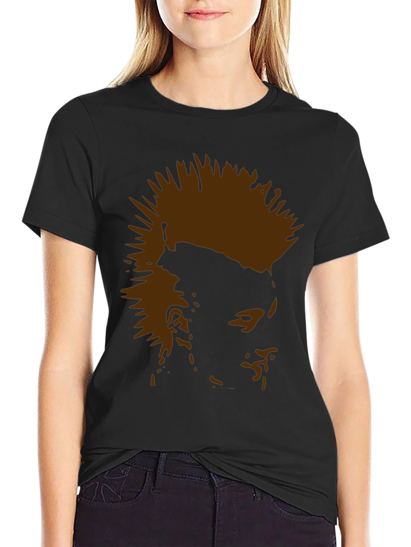 Punk Silhouette Graphic Tee - Black Cotton T-Shirt