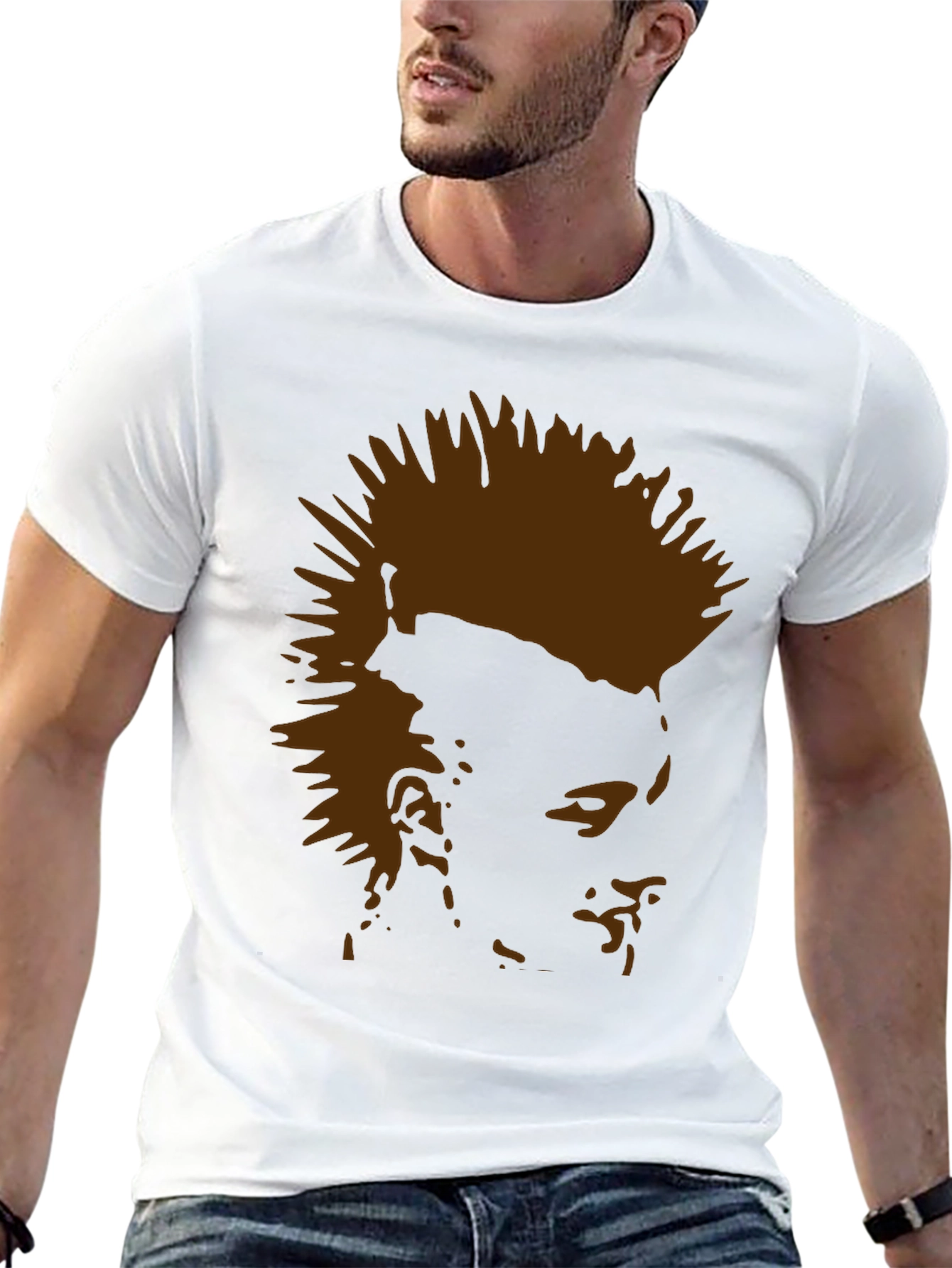 Punk Silhouette Graphic Tee - Black Cotton T-Shirt