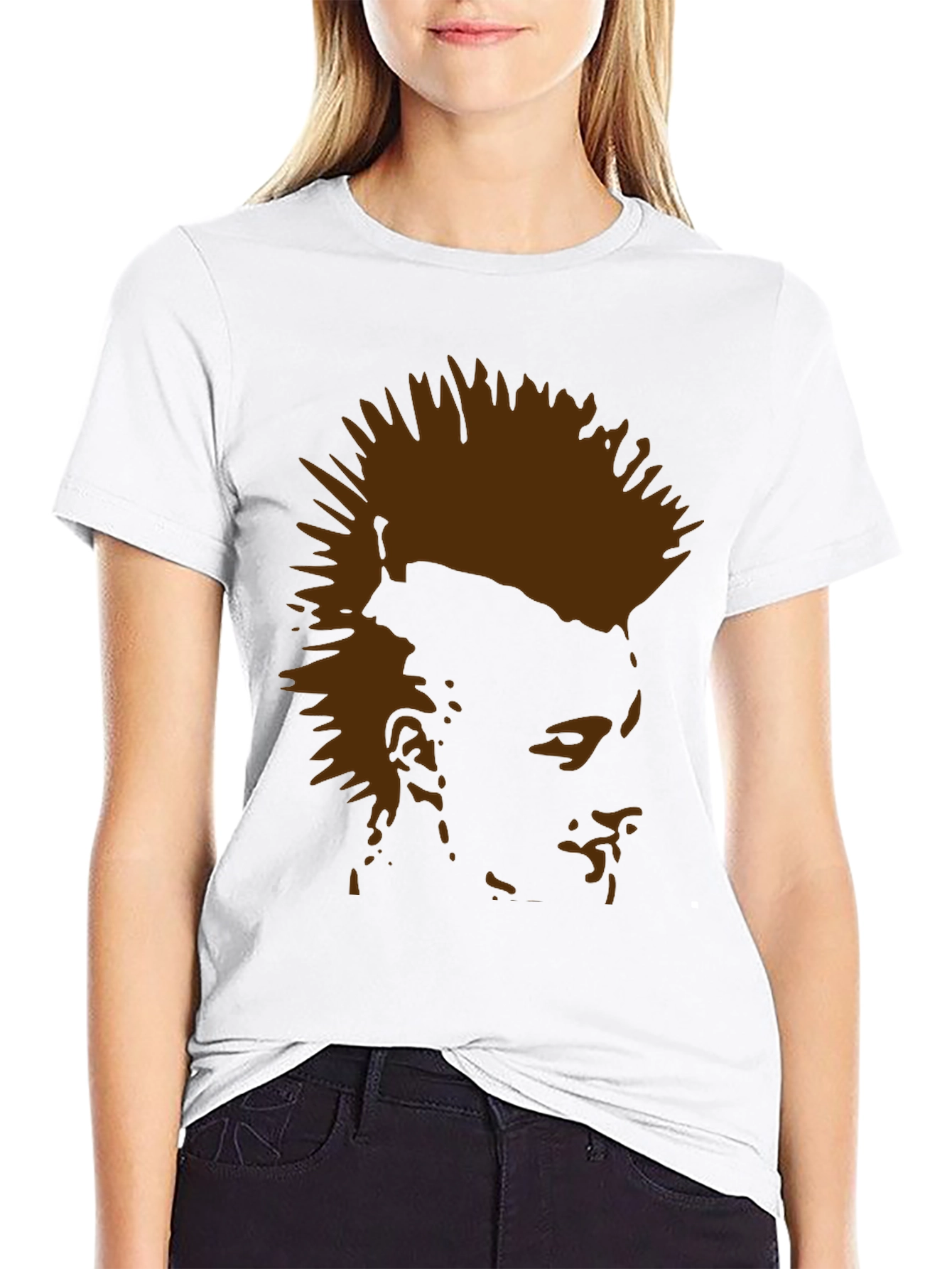 Punk Silhouette Graphic Tee - Black Cotton T-Shirt