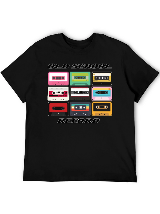 Retro Cassette Tape Old School Record Black T-Shirt