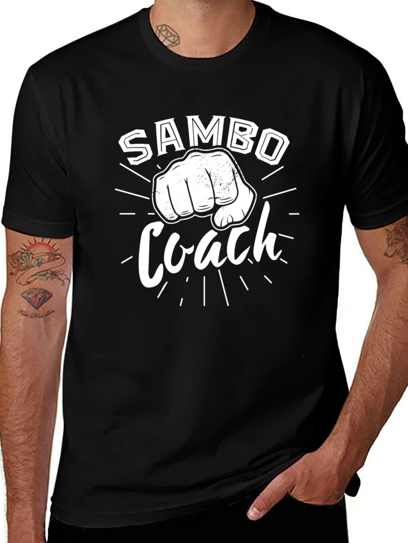 Sambo Coach Fist Graphic Black T-Shirt