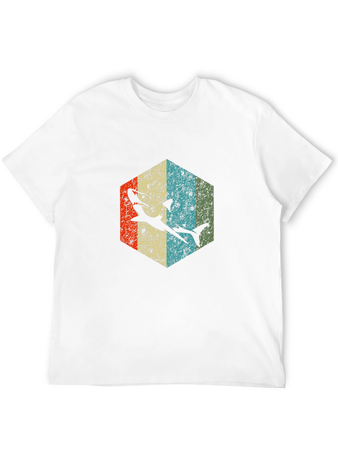Retro Shark Graphic Tee - Black Cotton Blend