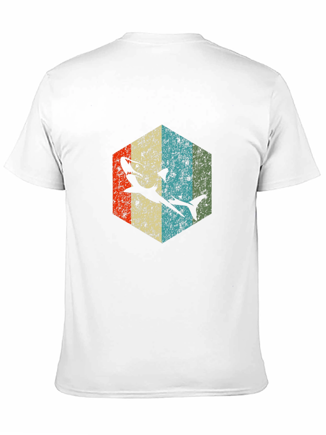 Retro Shark Graphic Tee - Black Cotton Blend