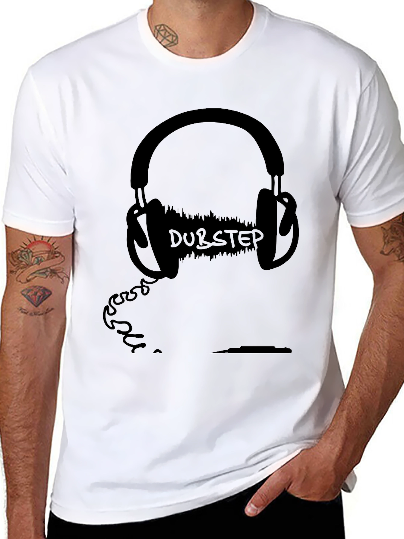 Dubstep Headphone Graphic Black T-Shirt