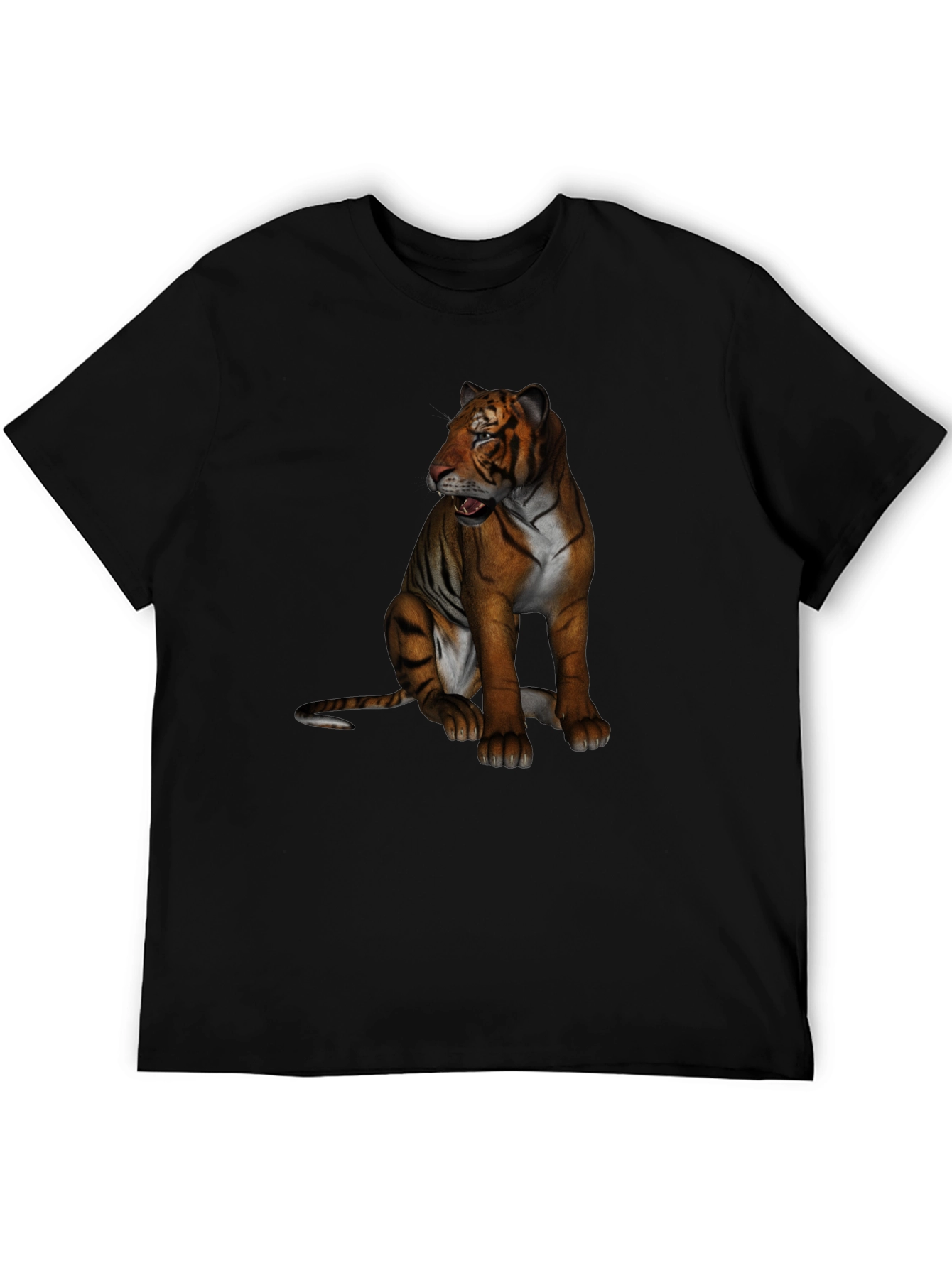 Tiger Graphic Print Crew Neck T-Shirt