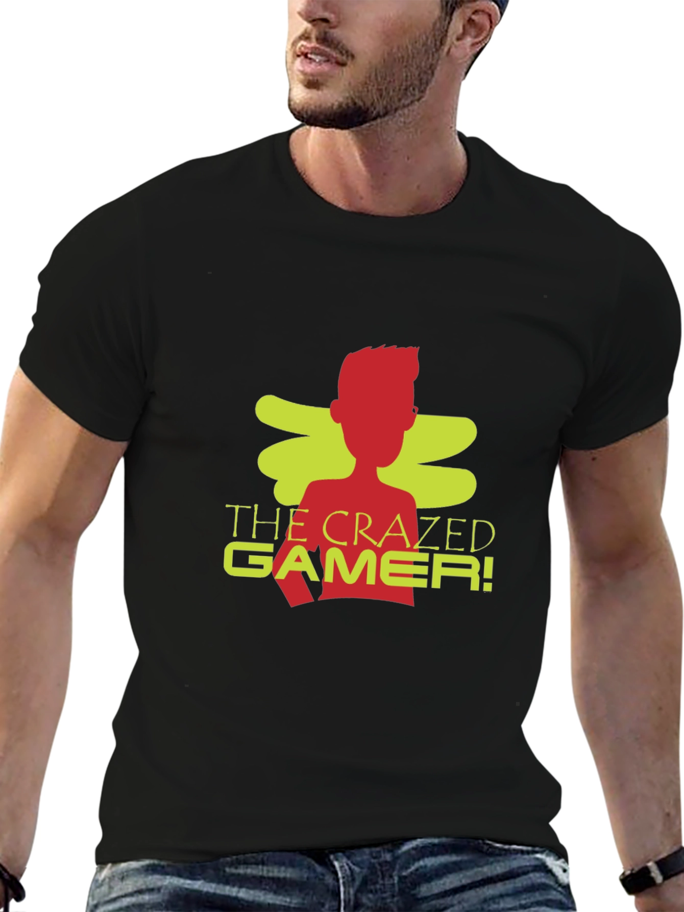 The Crazed Gamer! Black Crew Neck T-Shirt