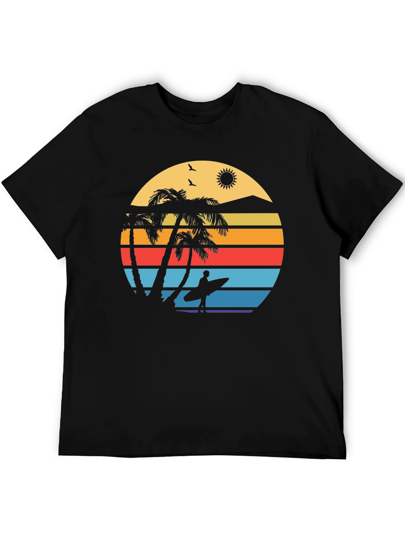 Retro Sunset Surfer Graphic Tee - Island Vibes