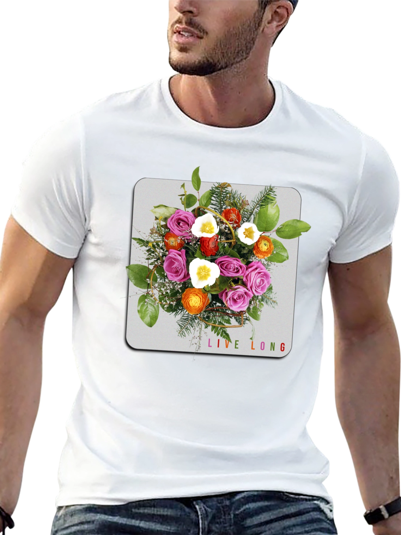 Floral Bouquet Graphic Black T-Shirt
