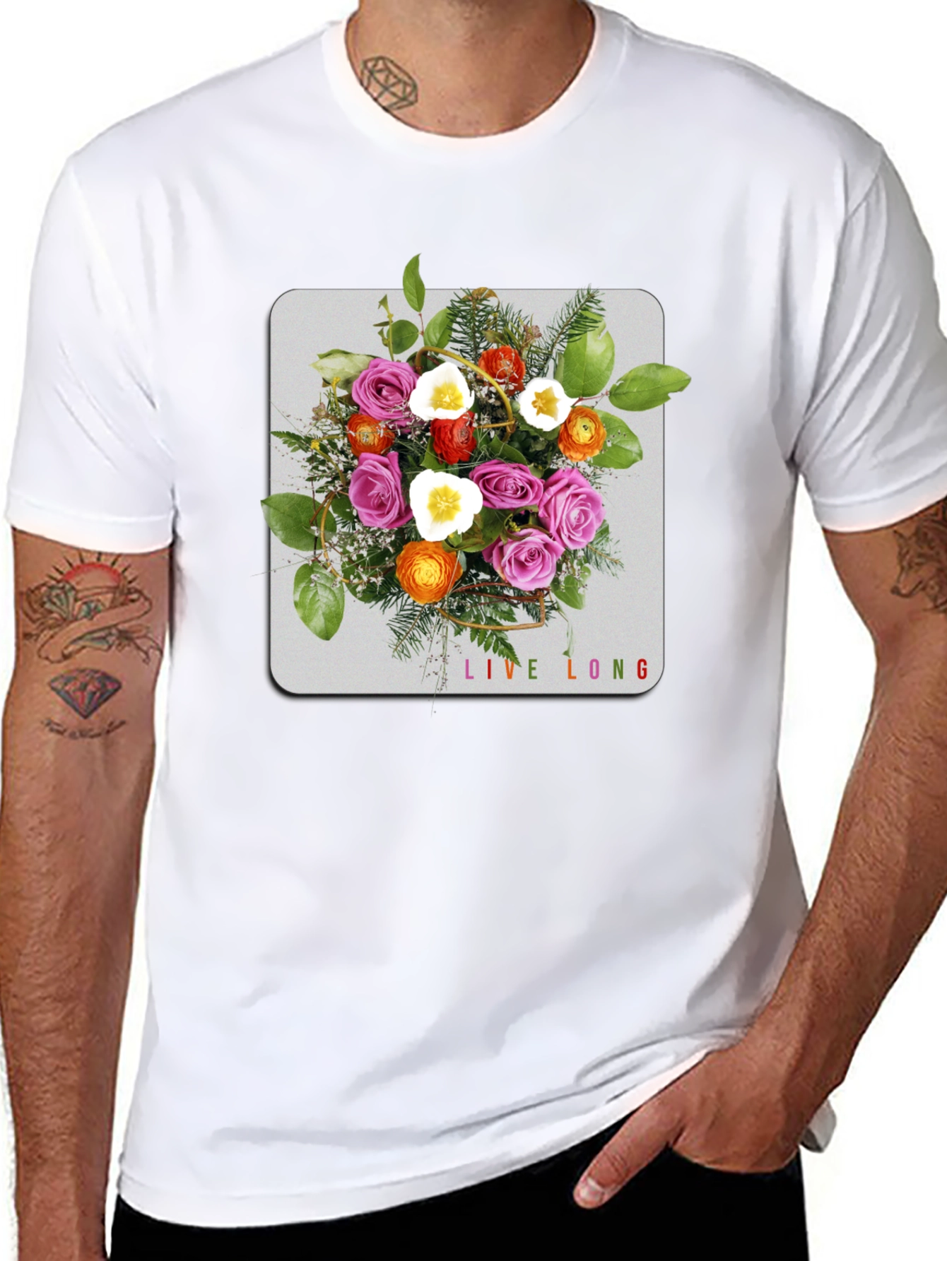 Floral Bouquet Graphic Black T-Shirt