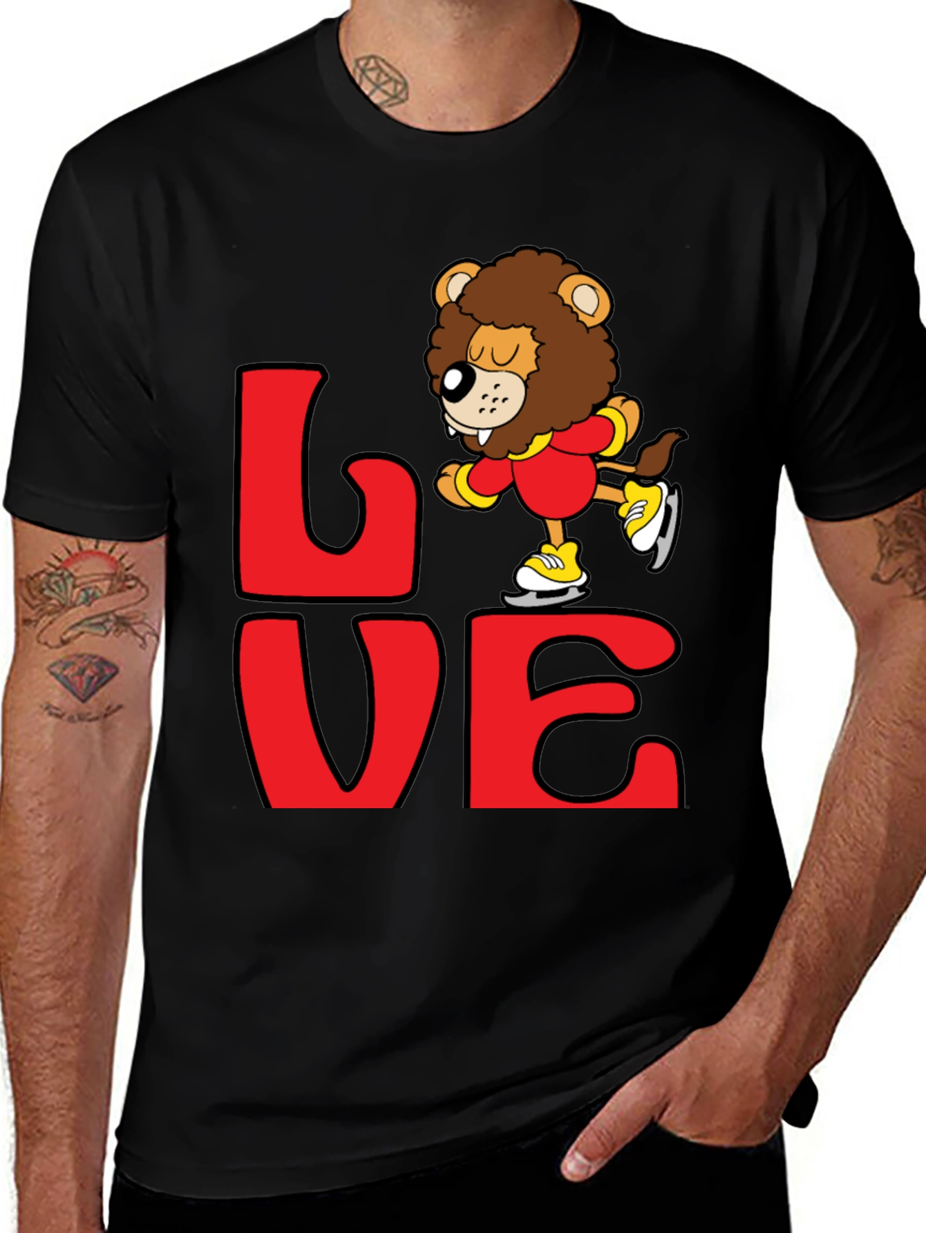 Lion Skater Graphic Tee - Love Design