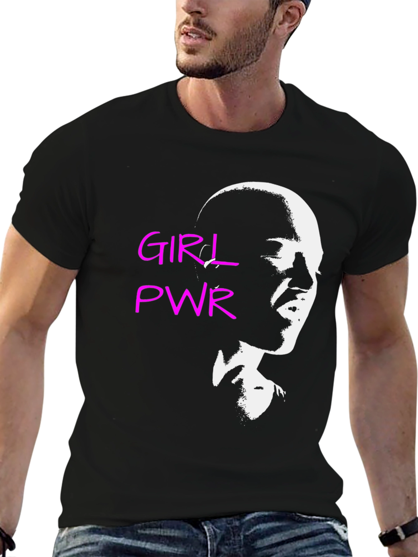 Girl Power Graphic Tee - Black Cotton T-Shirt