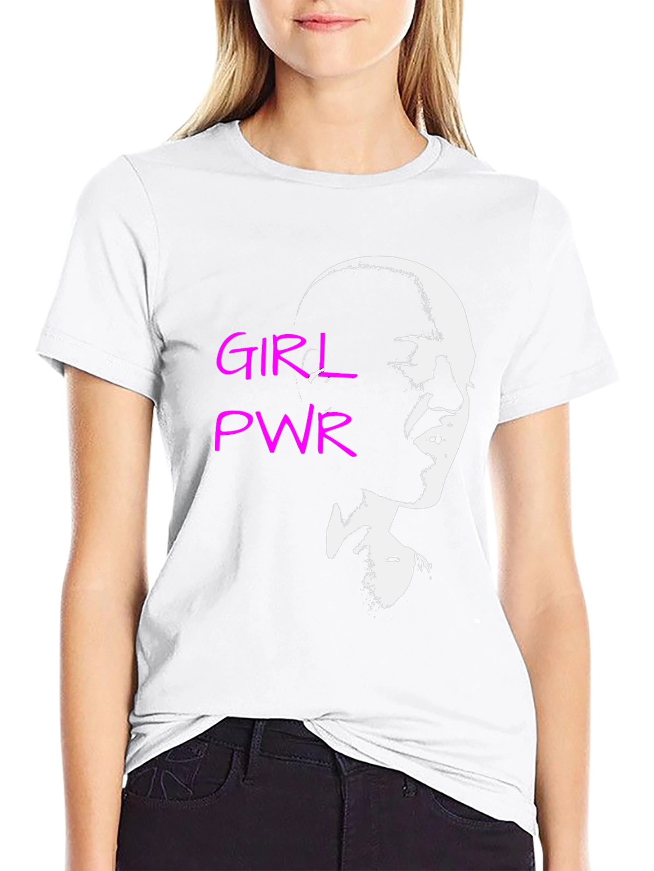 Girl Power Graphic Tee - Black Cotton T-Shirt