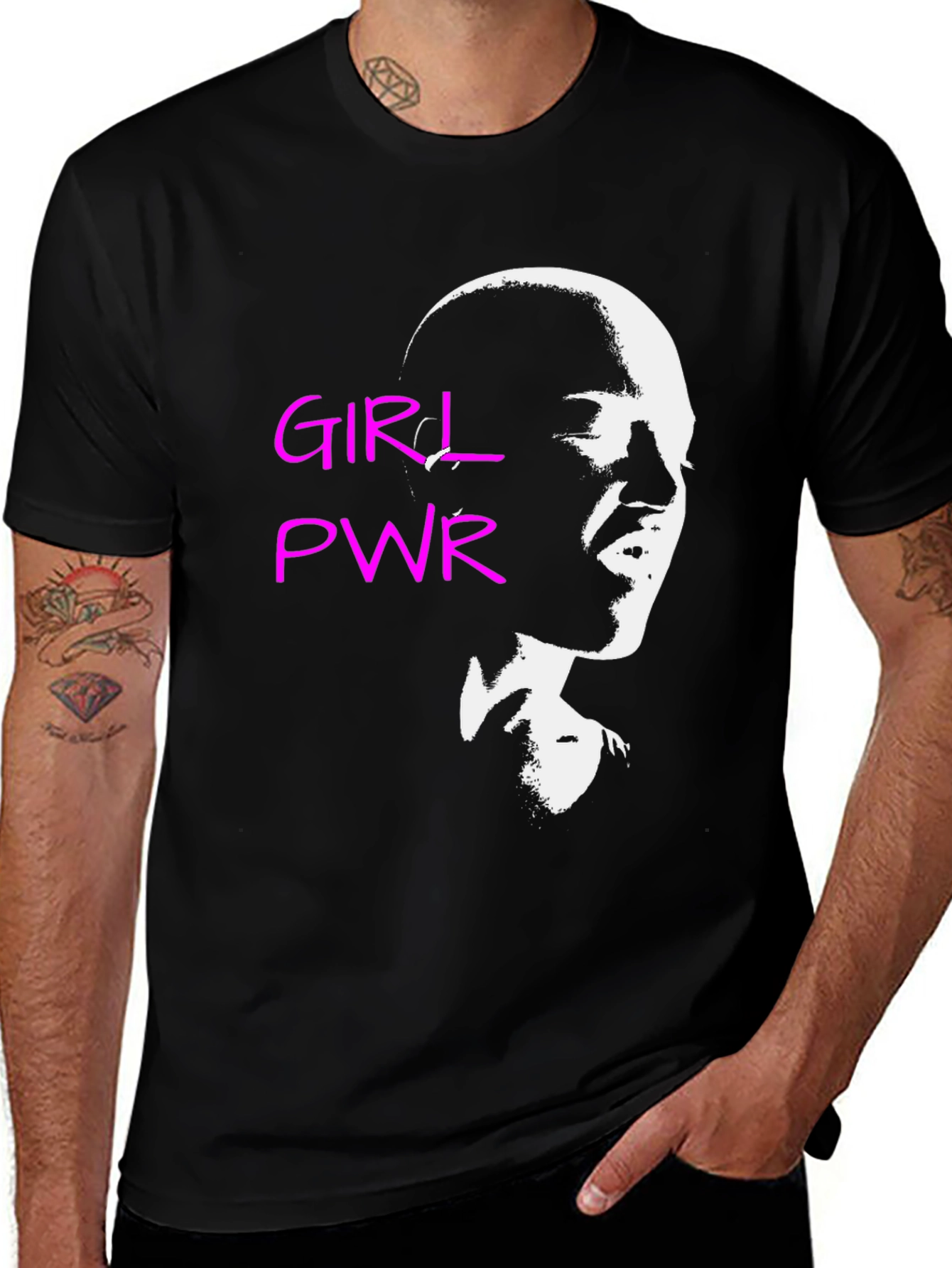 Girl Power Graphic Tee - Black Cotton T-Shirt