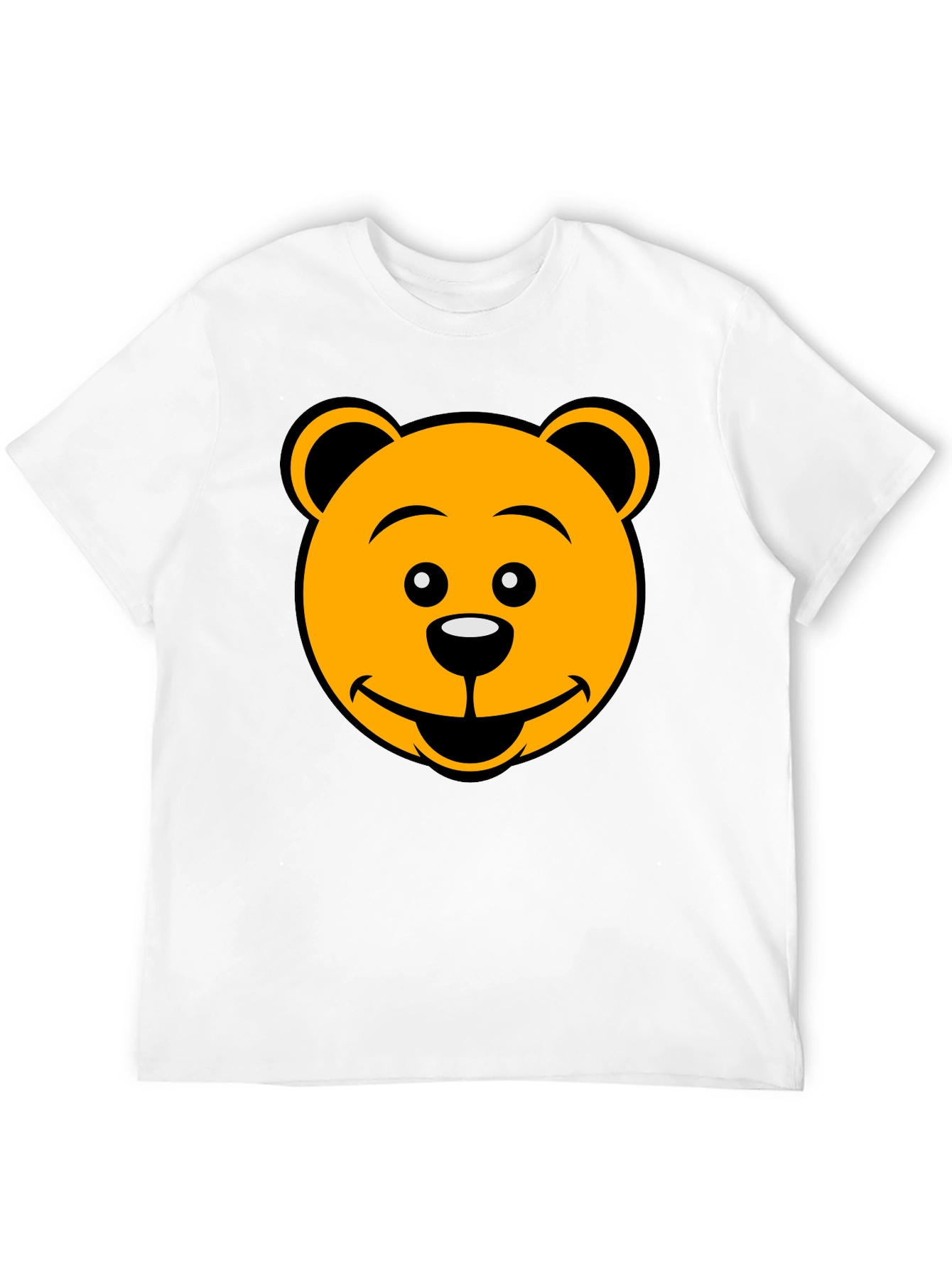Cartoon Bear Face Graphic Tee - Black T-Shirt