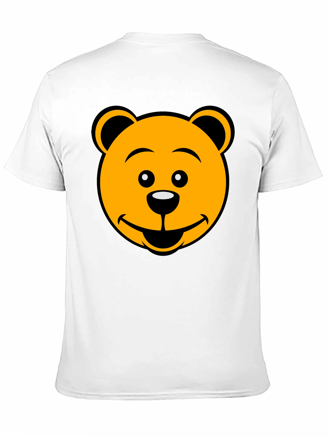 Cartoon Bear Face Graphic Tee - Black T-Shirt