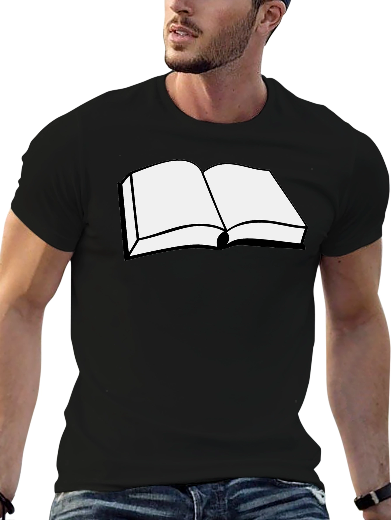 Open Book Graphic Tee - Black Cotton T-Shirt