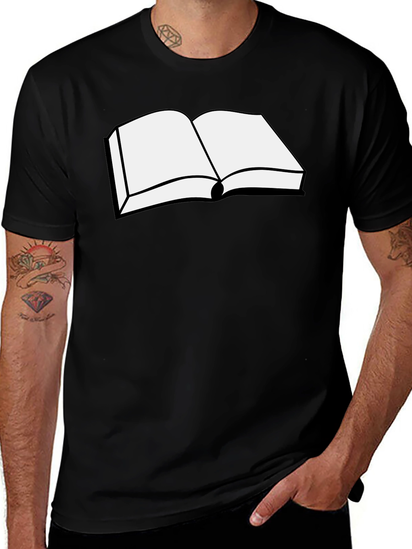Open Book Graphic Tee - Black Cotton T-Shirt