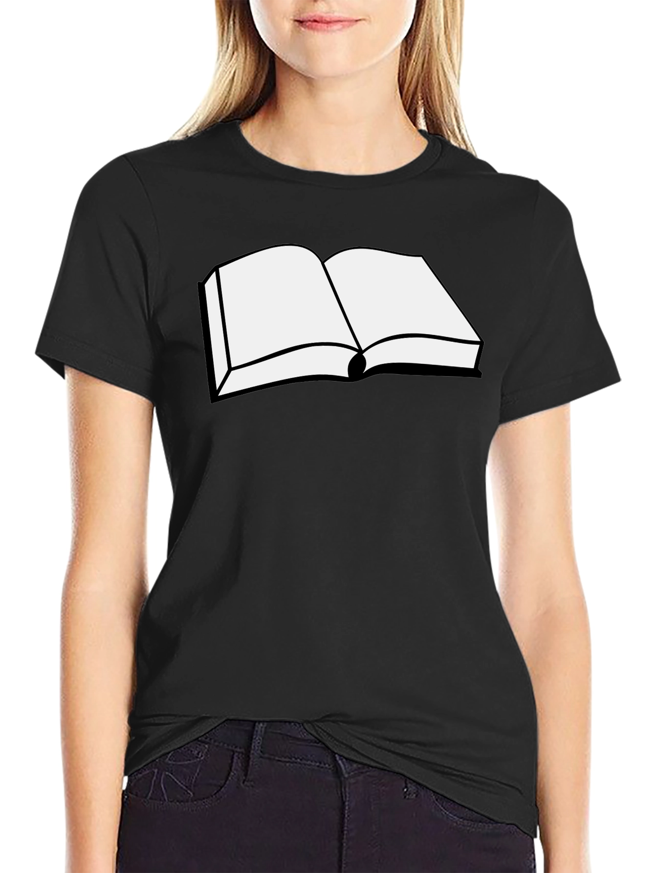 Open Book Graphic Tee - Black Cotton T-Shirt