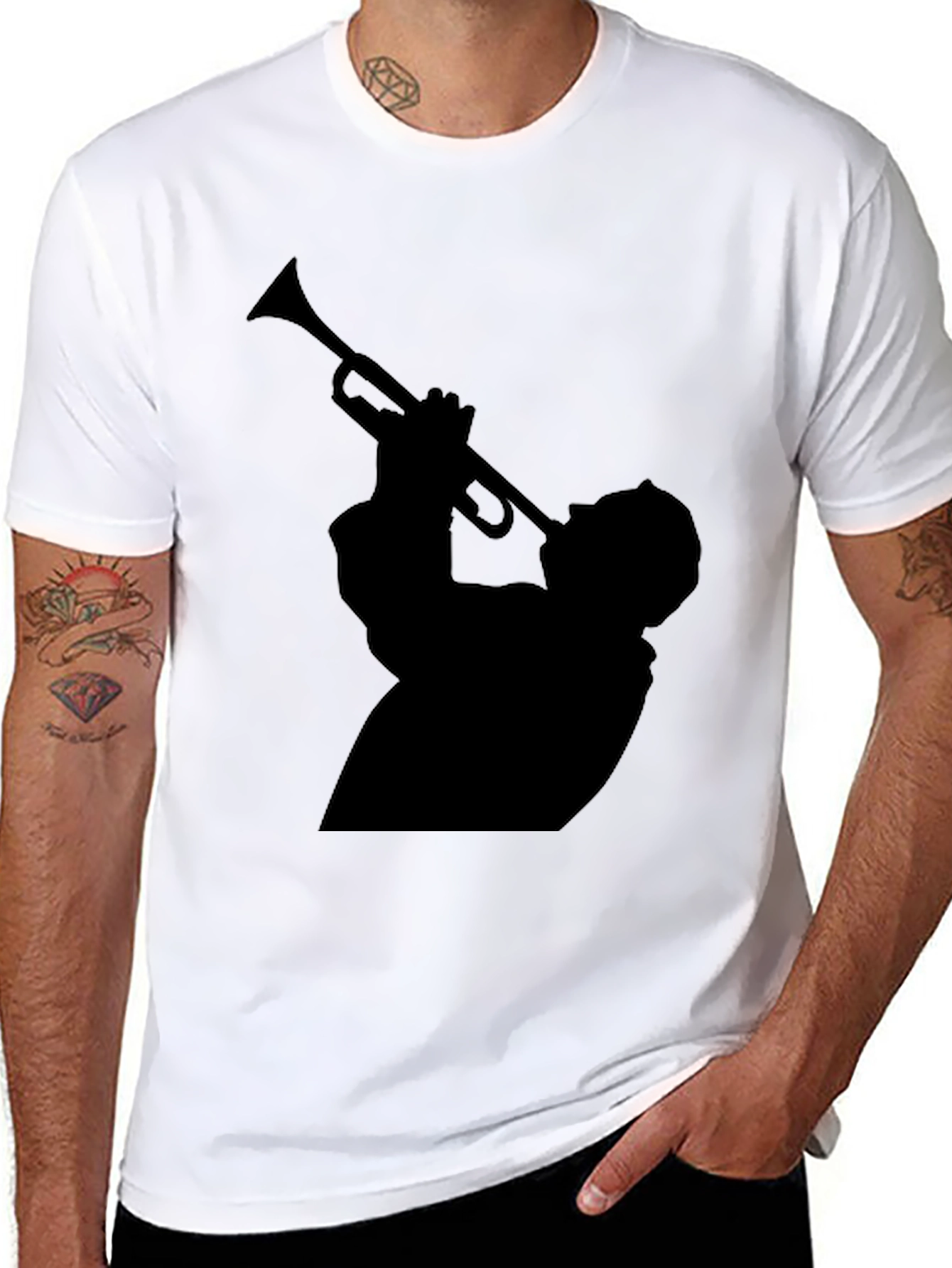 Cool Musician Silhouette Graphic T-Shirt